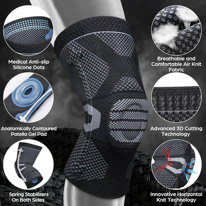 Professional Knee Brace, Medical Knee Support for Women & Men Relief | Patented Patella Gel Pad & Side Stabilizers, Compression Sleeve for Knee Pain, Swelling, ACL, PCL, Arthritis, Sports, Workout