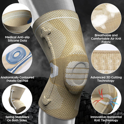 Professional Knee Brace, Medical Knee Support for Women & Men Relief | Patented Patella Gel Pad & Side Stabilizers, Compression Sleeve for Knee Pain, Swelling, ACL, PCL, Arthritis, Sports, Workout