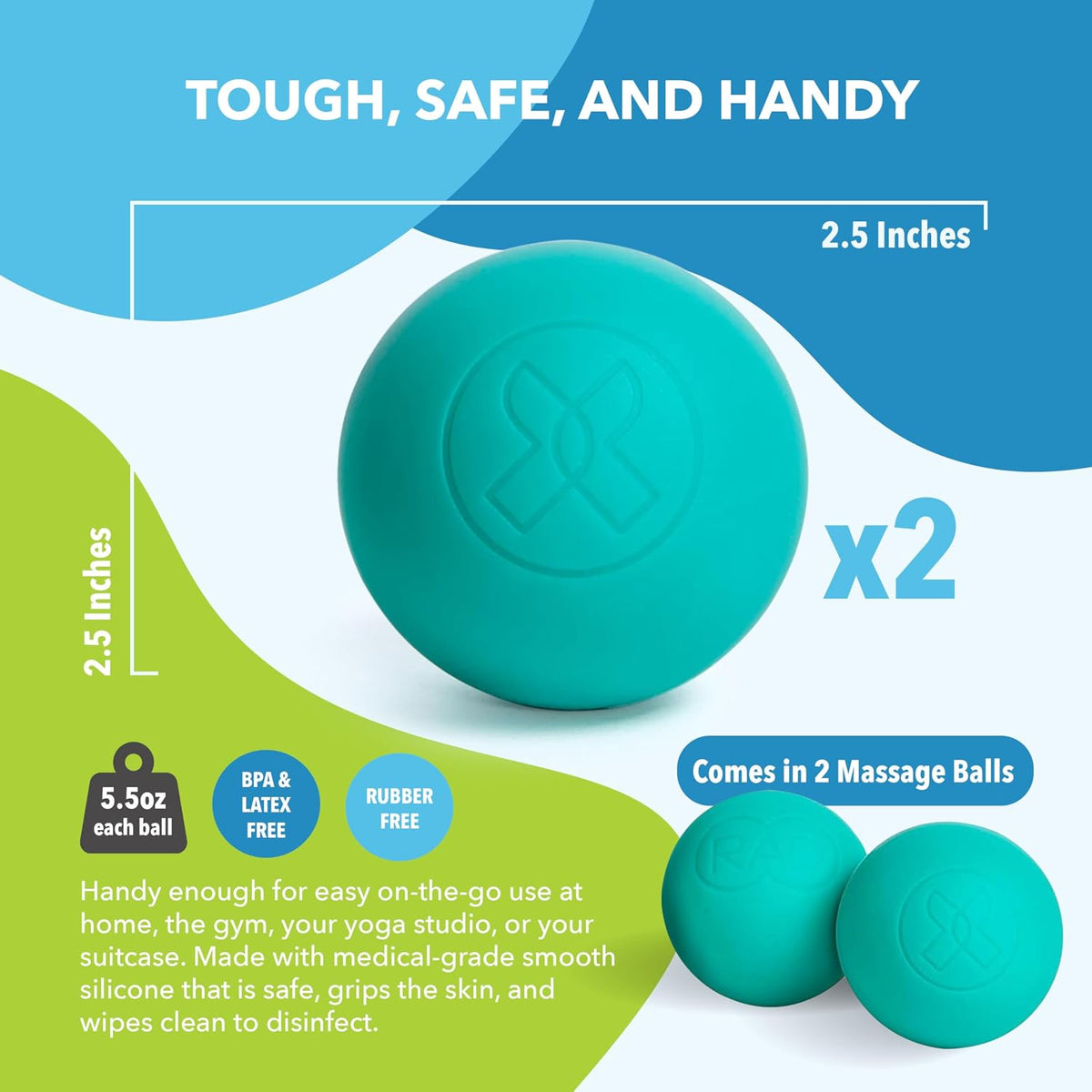 Recovery Rounds - Extra Soft Yoga Deep Tissue Massage Ball Set – Myofascial Release Balls for Feet, Back, Neck, Legs & Arms – Trigger Point & Mobility Therapy (2-Pack)