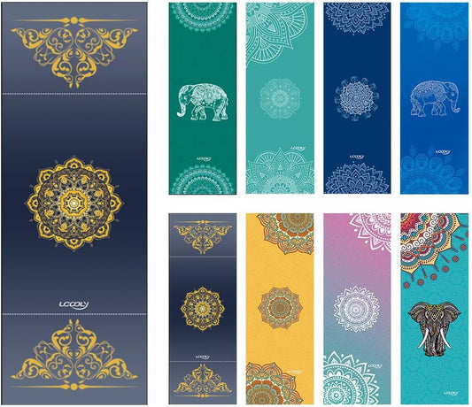 Yoga Towel,Microfiber Mat Towels w Smart Corner Pocket Elastic Loop,Non Slip Towel for Hot Yoga