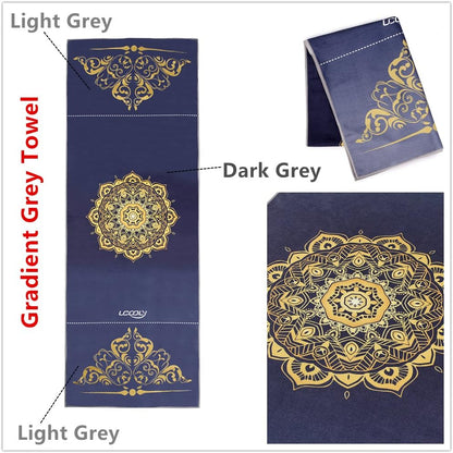 Yoga Towel,Microfiber Mat Towels w Smart Corner Pocket Elastic Loop,Non Slip Towel for Hot Yoga