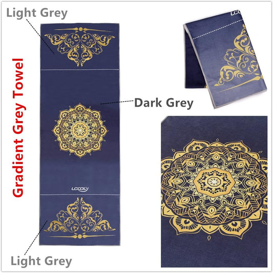 Yoga Towel,Microfiber Mat Towels w Smart Corner Pocket Elastic Loop,Non Slip Towel for Hot Yoga