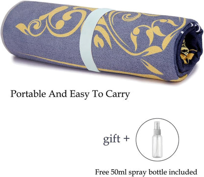 Yoga Towel,Microfiber Mat Towels w Smart Corner Pocket Elastic Loop,Non Slip Towel for Hot Yoga