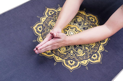 Yoga Towel,Microfiber Mat Towels w Smart Corner Pocket Elastic Loop,Non Slip Towel for Hot Yoga
