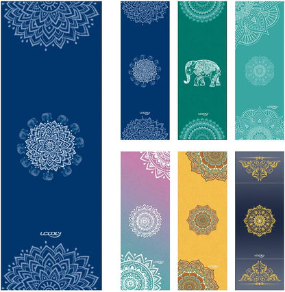 Yoga Towel,Microfiber Mat Towels w Smart Corner Pocket Elastic Loop,Non Slip Towel for Hot Yoga