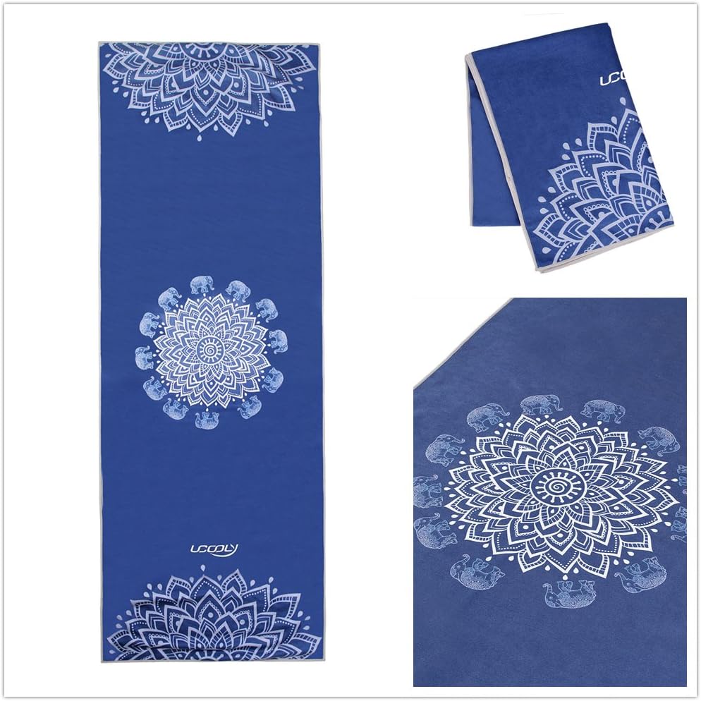 Yoga Towel,Microfiber Mat Towels w Smart Corner Pocket Elastic Loop,Non Slip Towel for Hot Yoga