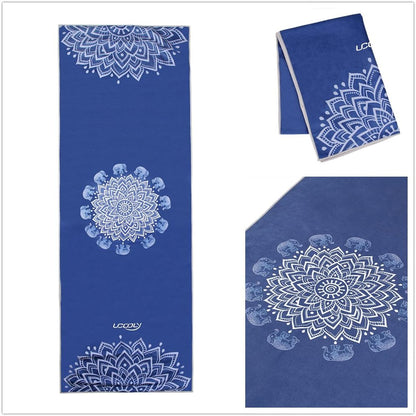 Yoga Towel,Microfiber Mat Towels w Smart Corner Pocket Elastic Loop,Non Slip Towel for Hot Yoga