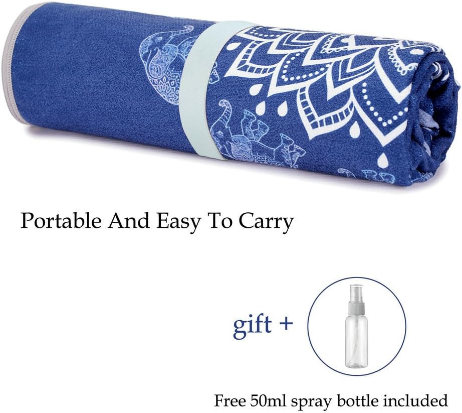 Yoga Towel,Microfiber Mat Towels w Smart Corner Pocket Elastic Loop,Non Slip Towel for Hot Yoga