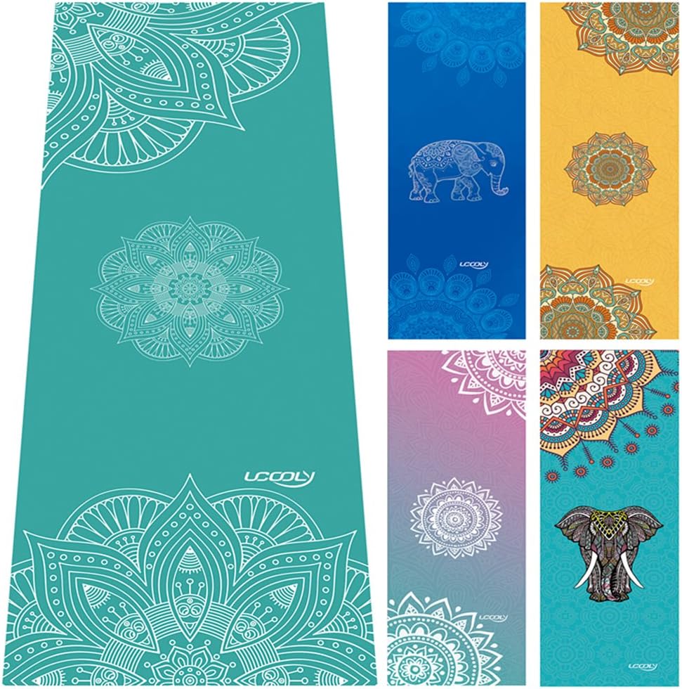 Yoga Towel,Microfiber Mat Towels w Smart Corner Pocket Elastic Loop,Non Slip Towel for Hot Yoga