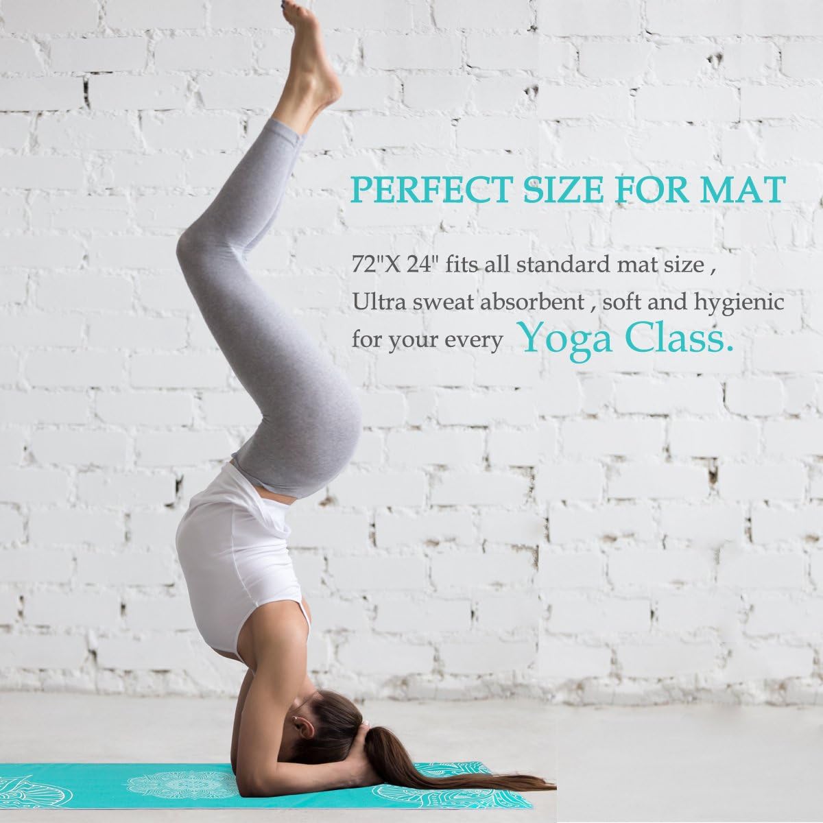 Yoga Towel,Microfiber Mat Towels w Smart Corner Pocket Elastic Loop,Non Slip Towel for Hot Yoga