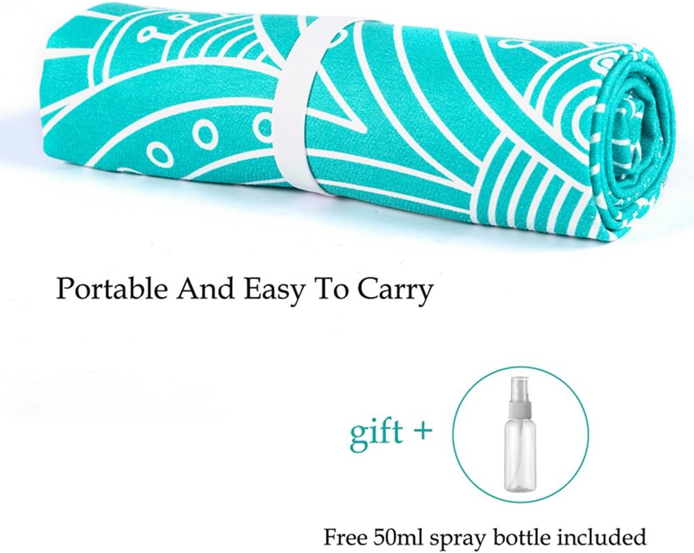 Yoga Towel,Microfiber Mat Towels w Smart Corner Pocket Elastic Loop,Non Slip Towel for Hot Yoga