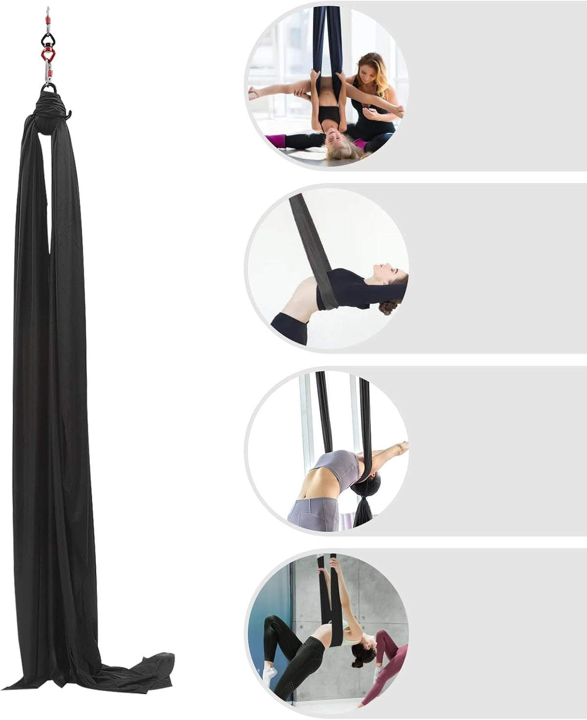 Aerial Silks Equipment, Stretch Aerial Silk Starter Kit for Aerial Acrobatic Dance, Aerial Yoga Hammock