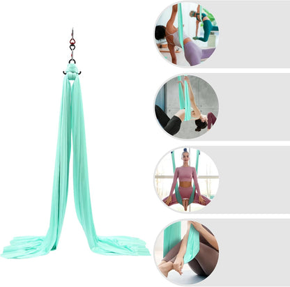 Aerial Silks Equipment, Stretch Aerial Silk Starter Kit for Aerial Acrobatic Dance, Aerial Yoga Hammock