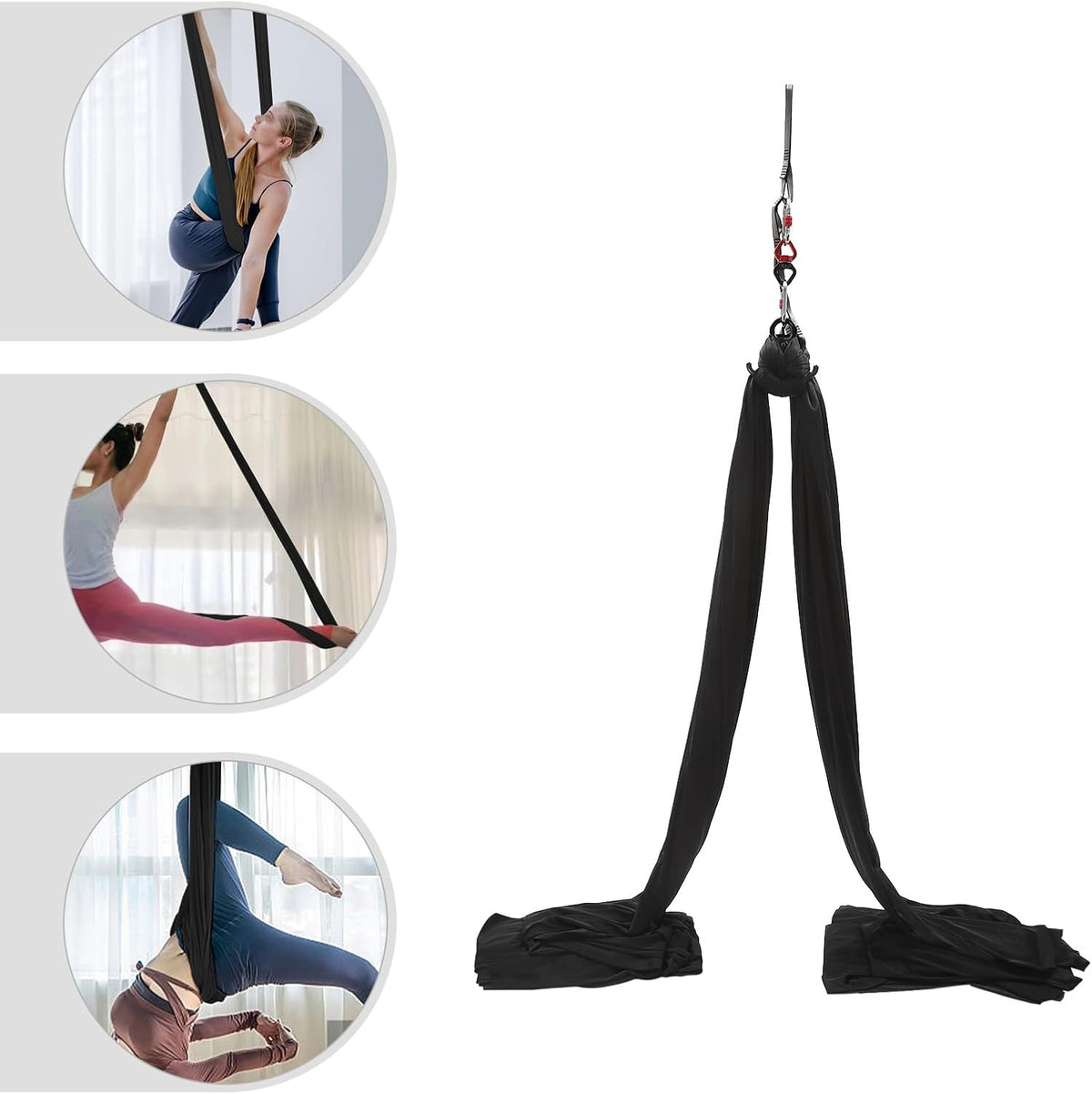 Aerial Silks Equipment, Stretch Aerial Silk Starter Kit for Aerial Acrobatic Dance, Aerial Yoga Hammock