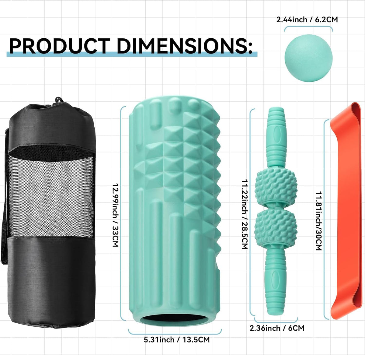 5 in 1 Foam Roller Set, High Density Patented Exercise Roller