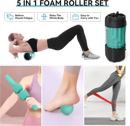 5 in 1 Foam Roller Set, High Density Patented Exercise Roller