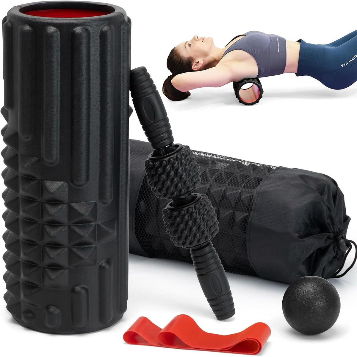5 in 1 Foam Roller Set, High Density Patented Exercise Roller