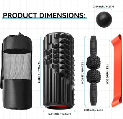 5 in 1 Foam Roller Set, High Density Patented Exercise Roller