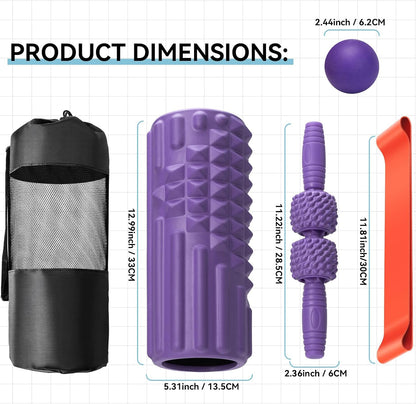 5 in 1 Foam Roller Set, High Density Patented Exercise Roller