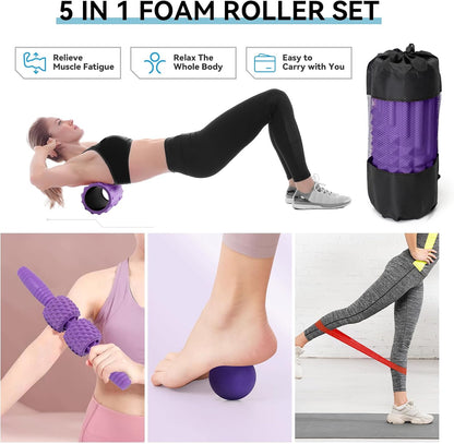 5 in 1 Foam Roller Set, High Density Patented Exercise Roller