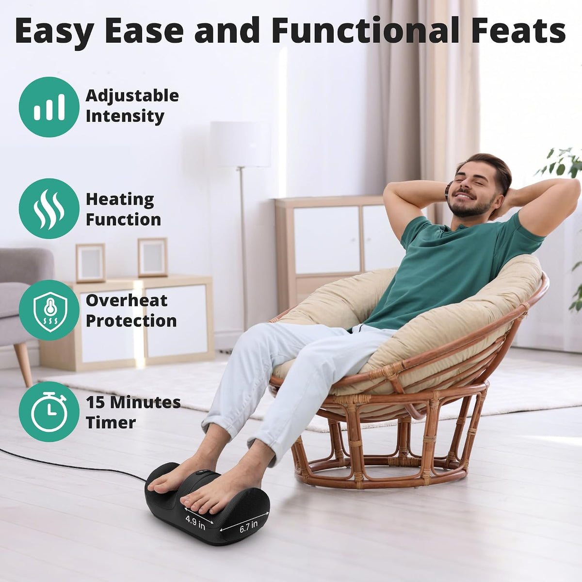 Foot Massager with Heat, Foot and Calf Massager, Not Cordless