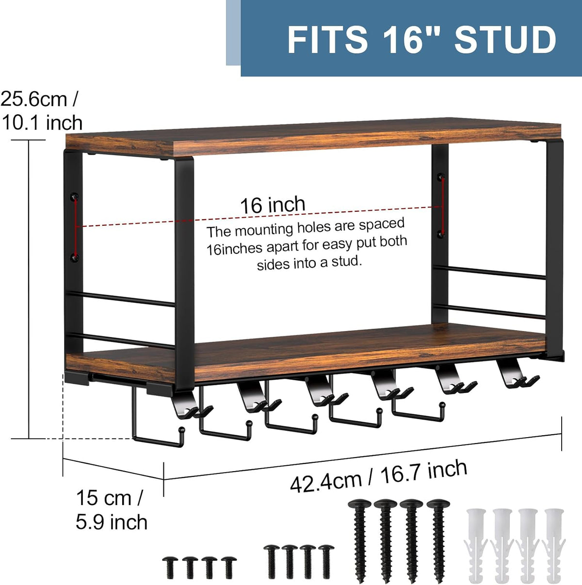 2 Tier Floating Shelf Compatible with Tonal Accessories Wall Mount