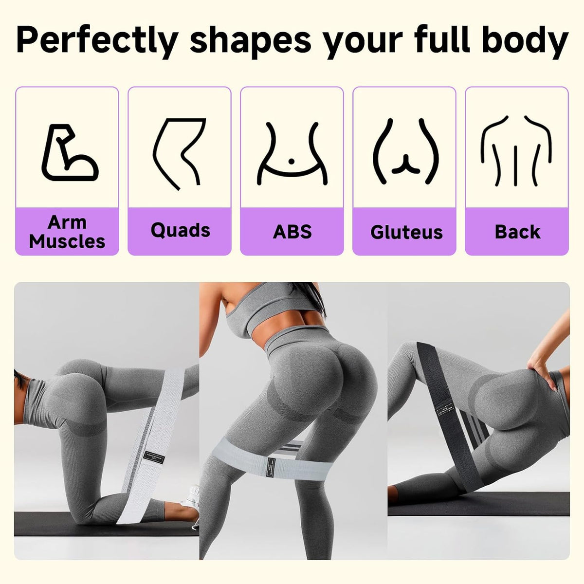 Resistance Bands, Fabric Workout Bands for Women & Men, Cloth Booty Resistance Loop Bands, Thick Squat Bands for Home Fitness, Gym, Yoga, Pilates for Butt Legs Thigh Hip Glute