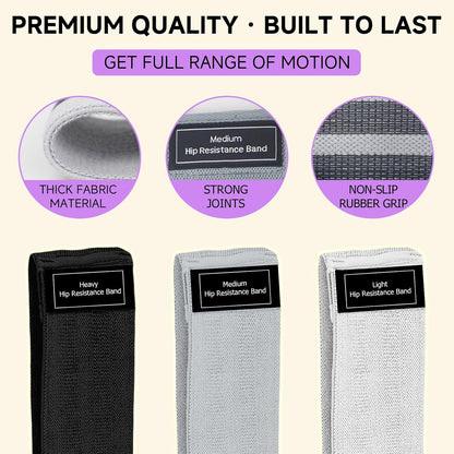 Resistance Bands, Fabric Workout Bands for Women & Men, Cloth Booty Resistance Loop Bands, Thick Squat Bands for Home Fitness, Gym, Yoga, Pilates for Butt Legs Thigh Hip Glute