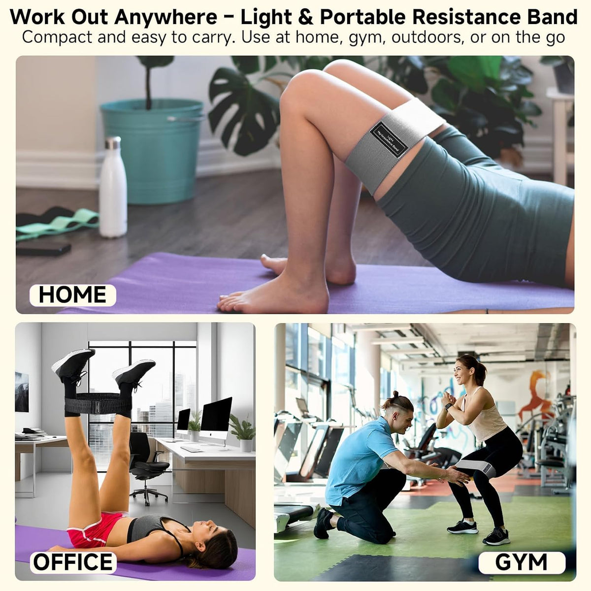 Resistance Bands, Fabric Workout Bands for Women & Men, Cloth Booty Resistance Loop Bands, Thick Squat Bands for Home Fitness, Gym, Yoga, Pilates for Butt Legs Thigh Hip Glute