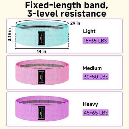 Resistance Bands, Fabric Workout Bands for Women & Men, Cloth Booty Resistance Loop Bands, Thick Squat Bands for Home Fitness, Gym, Yoga, Pilates for Butt Legs Thigh Hip Glute