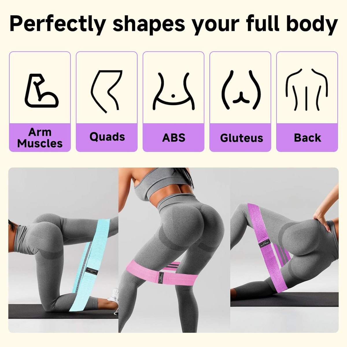 Resistance Bands, Fabric Workout Bands for Women & Men, Cloth Booty Resistance Loop Bands, Thick Squat Bands for Home Fitness, Gym, Yoga, Pilates for Butt Legs Thigh Hip Glute