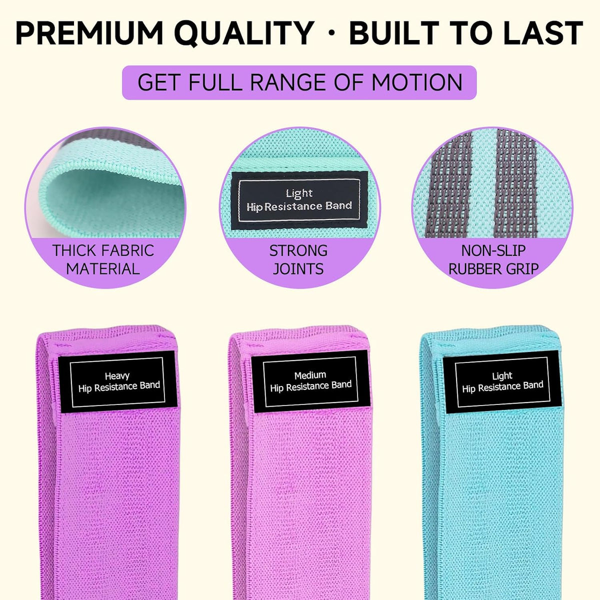 Resistance Bands, Fabric Workout Bands for Women & Men, Cloth Booty Resistance Loop Bands, Thick Squat Bands for Home Fitness, Gym, Yoga, Pilates for Butt Legs Thigh Hip Glute