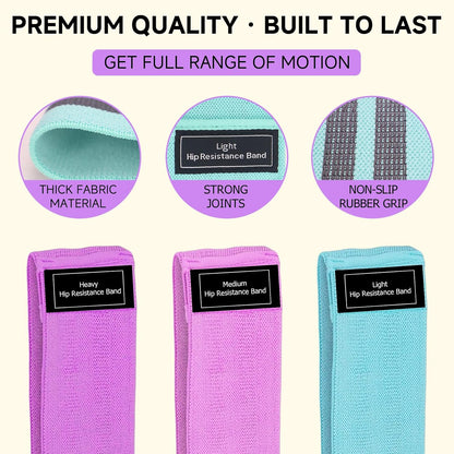 Resistance Bands, Fabric Workout Bands for Women & Men, Cloth Booty Resistance Loop Bands, Thick Squat Bands for Home Fitness, Gym, Yoga, Pilates for Butt Legs Thigh Hip Glute