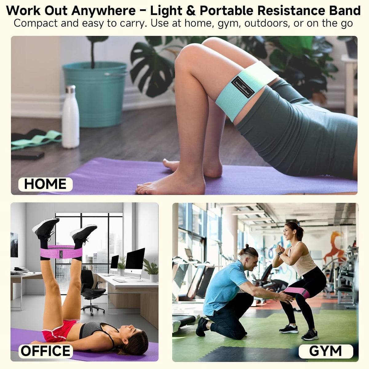 Resistance Bands, Fabric Workout Bands for Women & Men, Cloth Booty Resistance Loop Bands, Thick Squat Bands for Home Fitness, Gym, Yoga, Pilates for Butt Legs Thigh Hip Glute