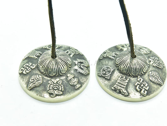GK&CO Hand Tuned to Key of Om 3 Inch- Tingsha Tibetan Bell (Chimes) Buddhist Lucky Symbols Hand Made in Nepal