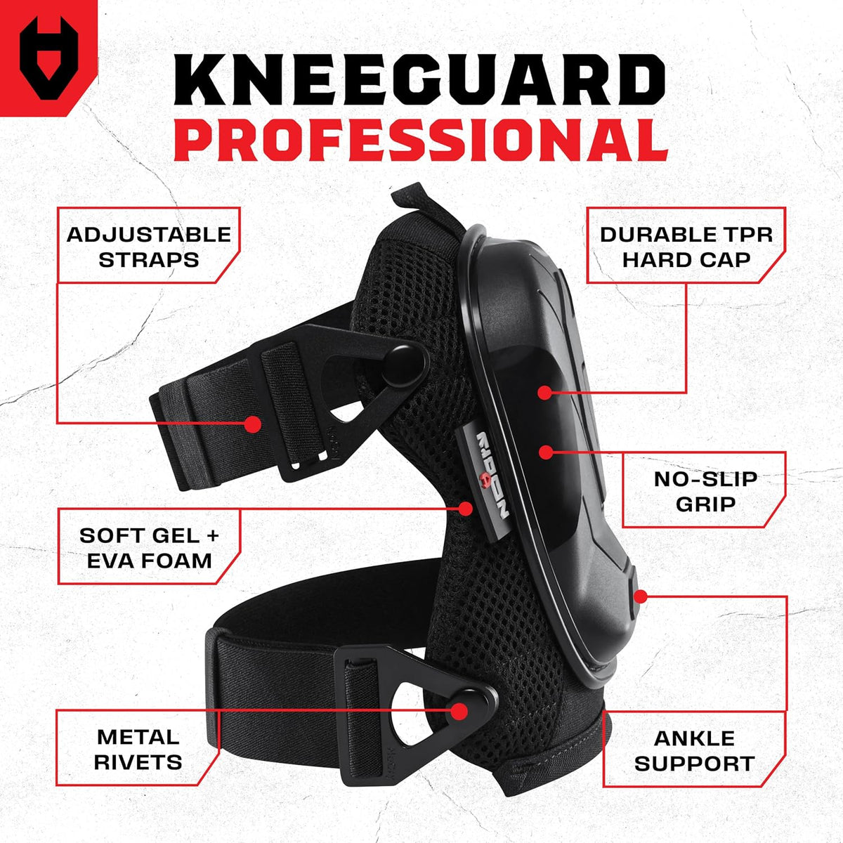 Professional Construction Knee Pads for Men and Women with Non-Slip Heavy Duty Cap and Ankle Support — Thick Foam and Gel Cushioning — Reinforced, Adjustable Straps and Military Grade Rivets