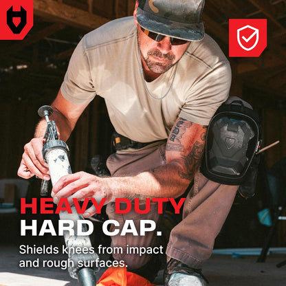 Professional Construction Knee Pads for Men and Women with Non-Slip Heavy Duty Cap and Ankle Support — Thick Foam and Gel Cushioning — Reinforced, Adjustable Straps and Military Grade Rivets