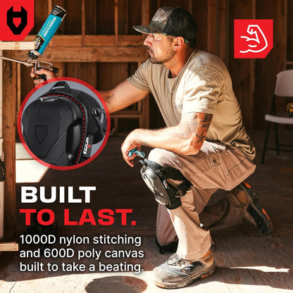 Professional Construction Knee Pads for Men and Women with Non-Slip Heavy Duty Cap and Ankle Support — Thick Foam and Gel Cushioning — Reinforced, Adjustable Straps and Military Grade Rivets
