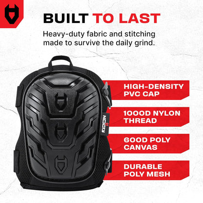 Professional Construction Knee Pads for Men and Women with Non-Slip Heavy Duty Cap and Ankle Support — Thick Foam and Gel Cushioning — Reinforced, Adjustable Straps and Military Grade Rivets