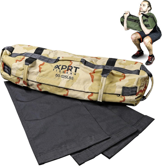 Workout Sandbag for Heavy Duty Workout Cross Training 7 Multi-positional Handles - Color Army Green/Black/Camo