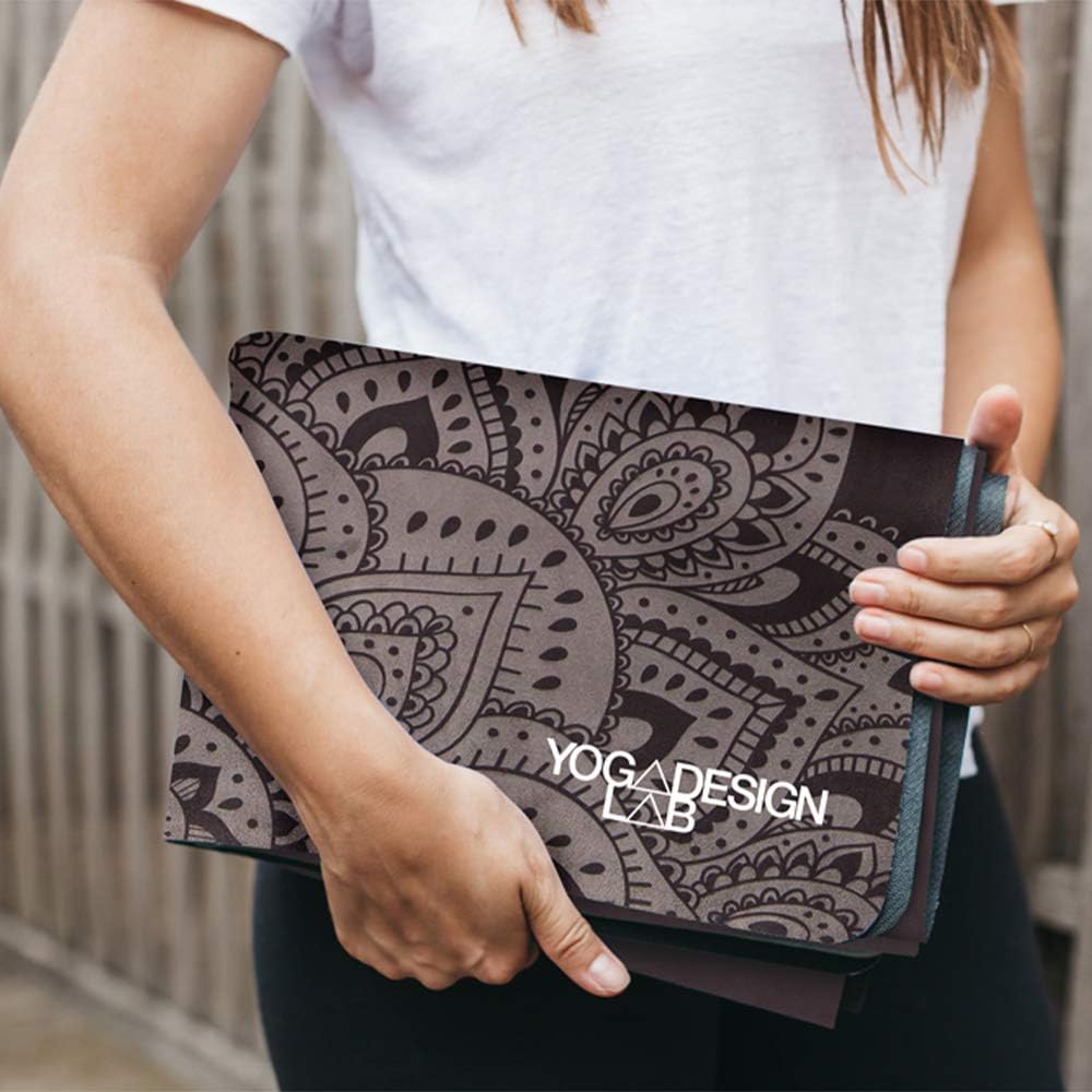 Travel Yoga Mat | 2-in-1 Mat+Towel | Lightweight, Foldable, Eco Luxury | Ideal for Hot Yoga, Bikram, Pilates, Barre, Sweat | 1.5mm Thick | Includes Carrying Strap!