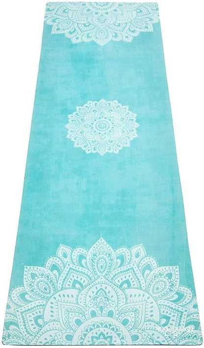 Travel Yoga Mat | 2-in-1 Mat+Towel | Lightweight, Foldable, Eco Luxury | Ideal for Hot Yoga, Bikram, Pilates, Barre, Sweat | 1.5mm Thick | Includes Carrying Strap!