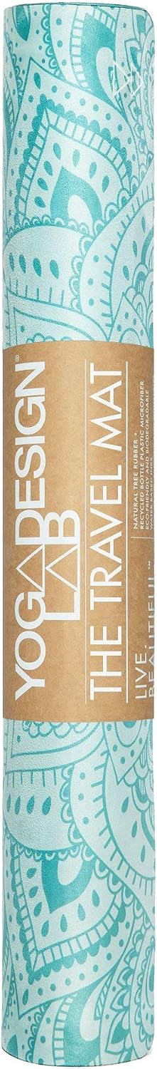 Travel Yoga Mat | 2-in-1 Mat+Towel | Lightweight, Foldable, Eco Luxury | Ideal for Hot Yoga, Bikram, Pilates, Barre, Sweat | 1.5mm Thick | Includes Carrying Strap!