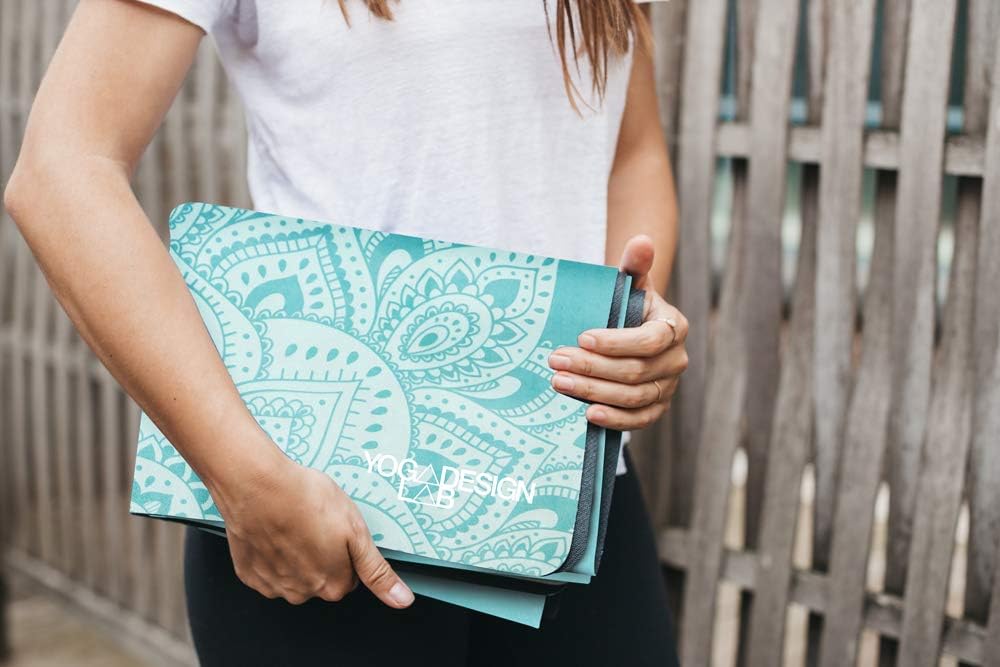 Travel Yoga Mat | 2-in-1 Mat+Towel | Lightweight, Foldable, Eco Luxury | Ideal for Hot Yoga, Bikram, Pilates, Barre, Sweat | 1.5mm Thick | Includes Carrying Strap!