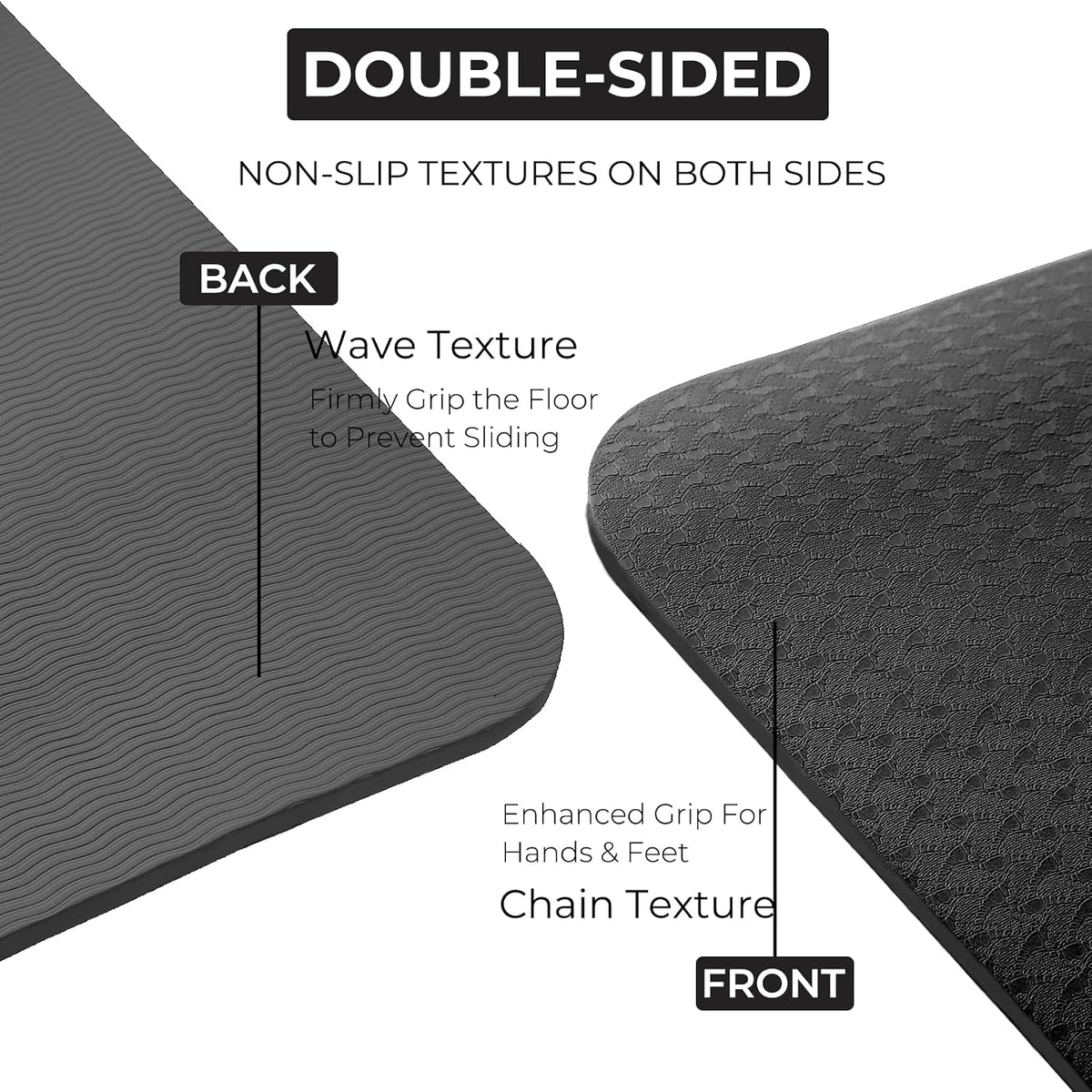 TPE Yoga Mat 72"x24"/35", 8mm/10mm Thick, Non-Slip, Carry Strap