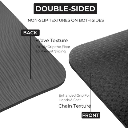 TPE Yoga Mat 72"x24"/35", 8mm/10mm Thick, Non-Slip, Carry Strap