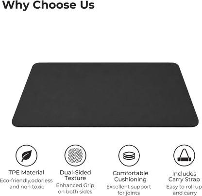 TPE Yoga Mat 72"x24"/35", 8mm/10mm Thick, Non-Slip, Carry Strap