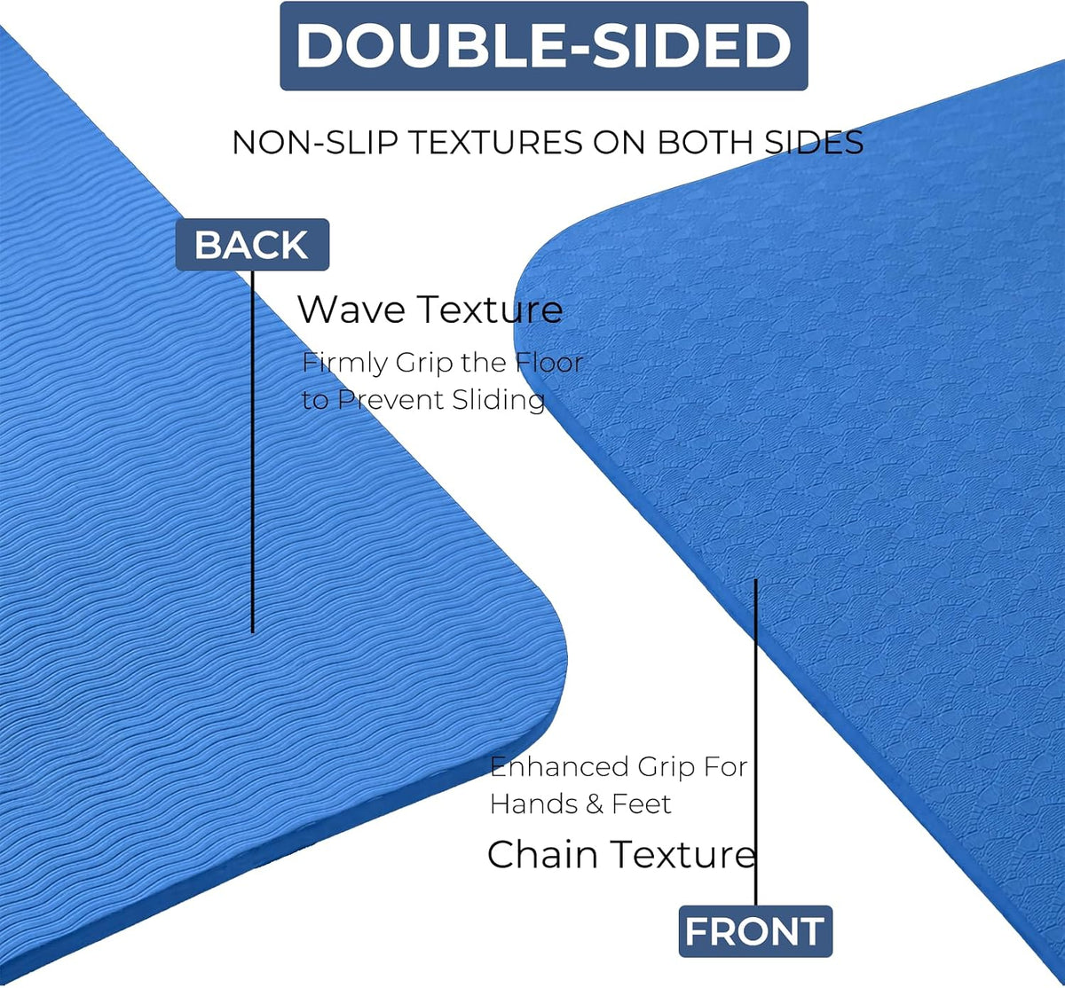 TPE Yoga Mat 72"x24"/35", 8mm/10mm Thick, Non-Slip, Carry Strap