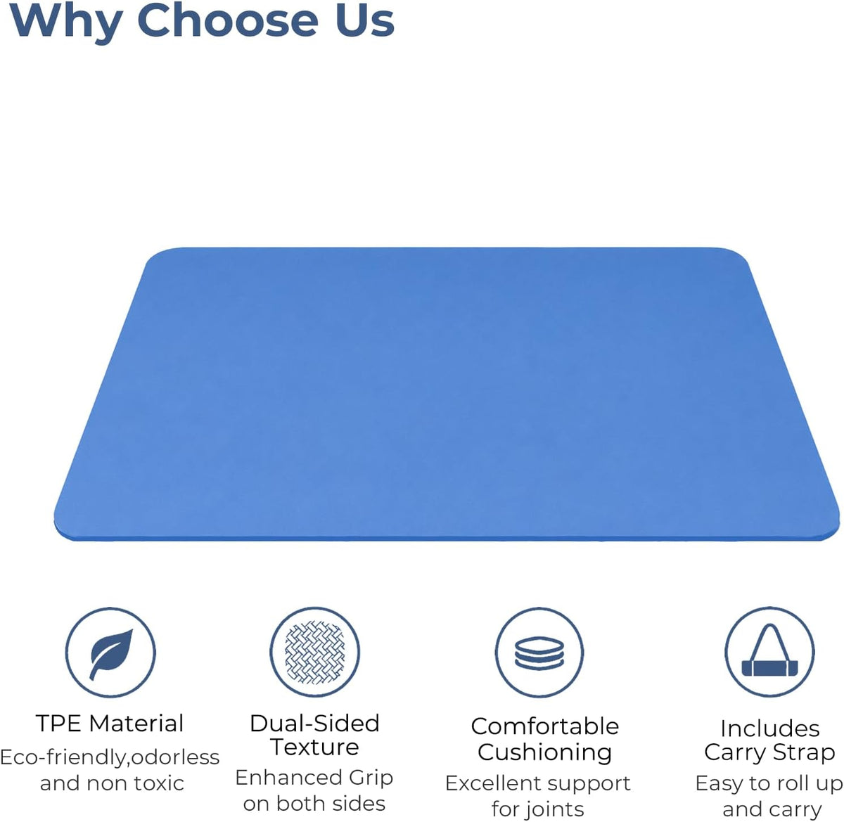TPE Yoga Mat 72"x24"/35", 8mm/10mm Thick, Non-Slip, Carry Strap