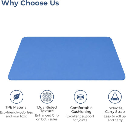 TPE Yoga Mat 72"x24"/35", 8mm/10mm Thick, Non-Slip, Carry Strap